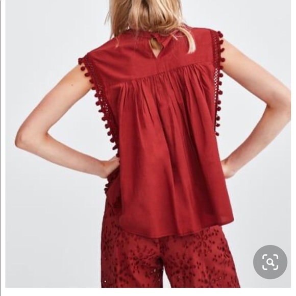 Zara embroidered top with pompoms - Picture 3 of 6